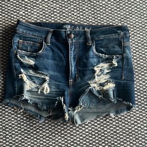American Eagle hi rise shortie denim distressed cutoff shorts